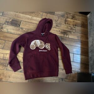 Palm Angels Teddy Maroon Hoodie Size Medium